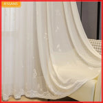 rideau blanc transparent notes musicales brodées salon chambre décoration classique moderne maison