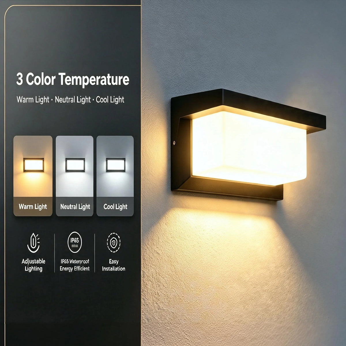 lampe murale led moderne noire ip65 verre borosilicate abs nickelée 2492000lm