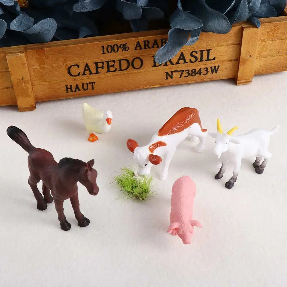 figurines animaux réalistes résine blanche marron cheval cochon chèvre duck goat pig horse