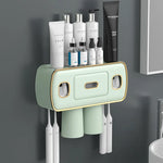 porte brosses dents adhésif moderne rangement dentifrice distributeur blanc or