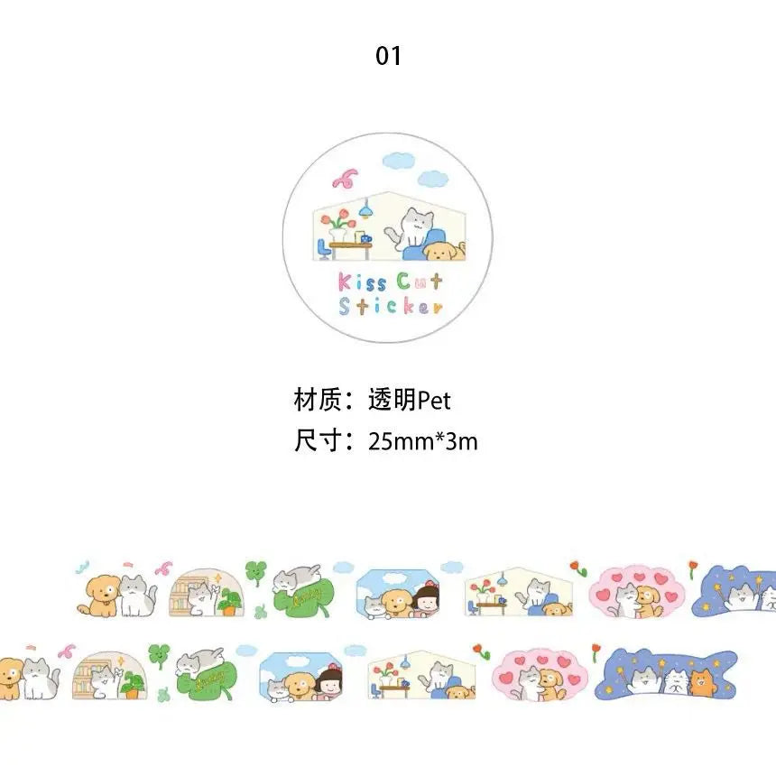 ruban decoratif transparent motifs animaux geometriques decor mignon adhesif educatif dessin ecole fournitures papeterie
