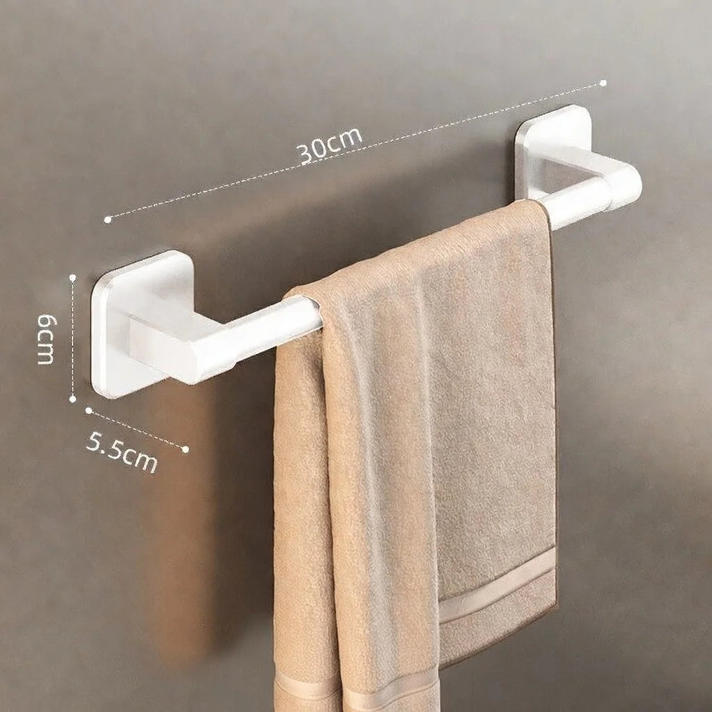 porte serviettes mural aluminium argenté lisse moderne adhésif salle bain simple robuste 30cm 40cm