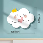 décoration murale enfant lune nuages étoiles adhésif pvc blanc rose verte
