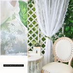 rideau blanc dentelle transparente classique fleur brodée tulle polyesterextérieur salon chambre