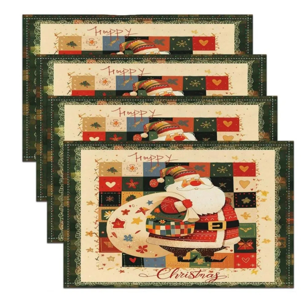 serviettes table noël arbres noël flocons neige vert rouge blanc or classiques décoratives saisonnières