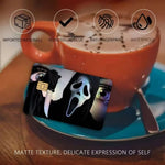 autocollants cartes bancaires effet laser pop art masques effrayants multicolores réutilisables