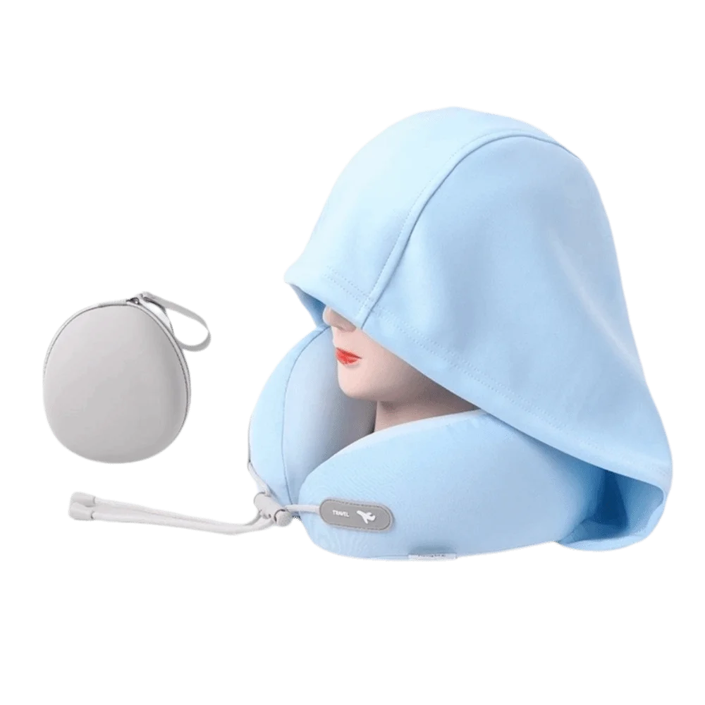 oreiller cou voyage forme mousse mémoire forme ergonomique doux velouté moderne bleu jaune rose