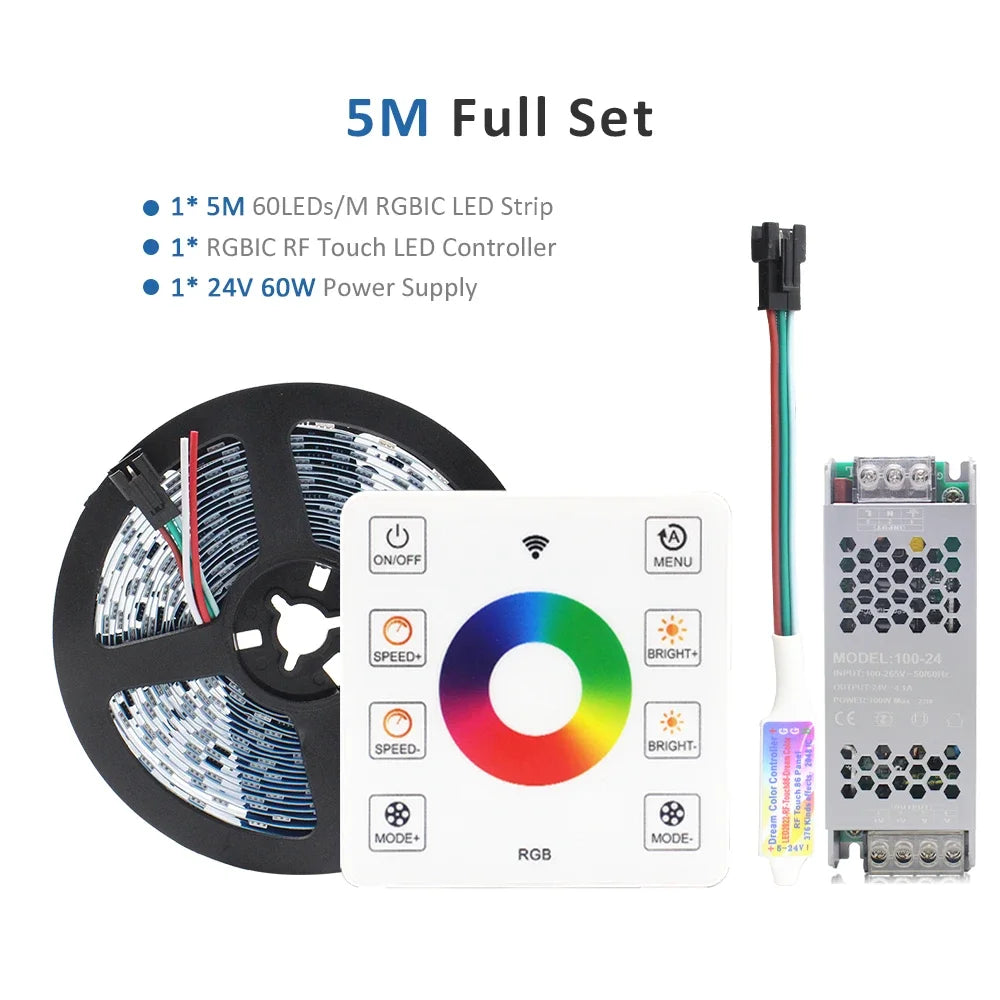 Ruban led 60 diodes rgb adhésif contrôle rf moderne chevaux multicolore