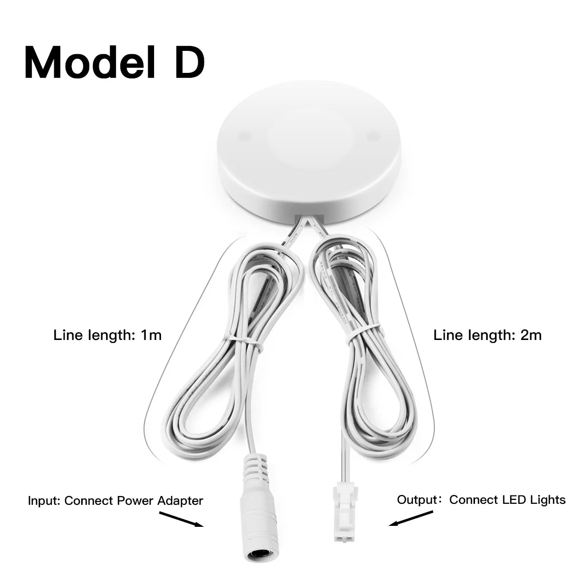 interrupteur tactile blanc noir rond lisse moderne adhésif câble connecteur 52mm 7mm touch dimmable