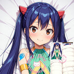 coussin lit anime wendy marvell portrait oreilles chat vert jaune blanc polyester double face