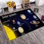 tapis moderne systèmes solaires planètes bleu foncé jaune orange gris chambre salon