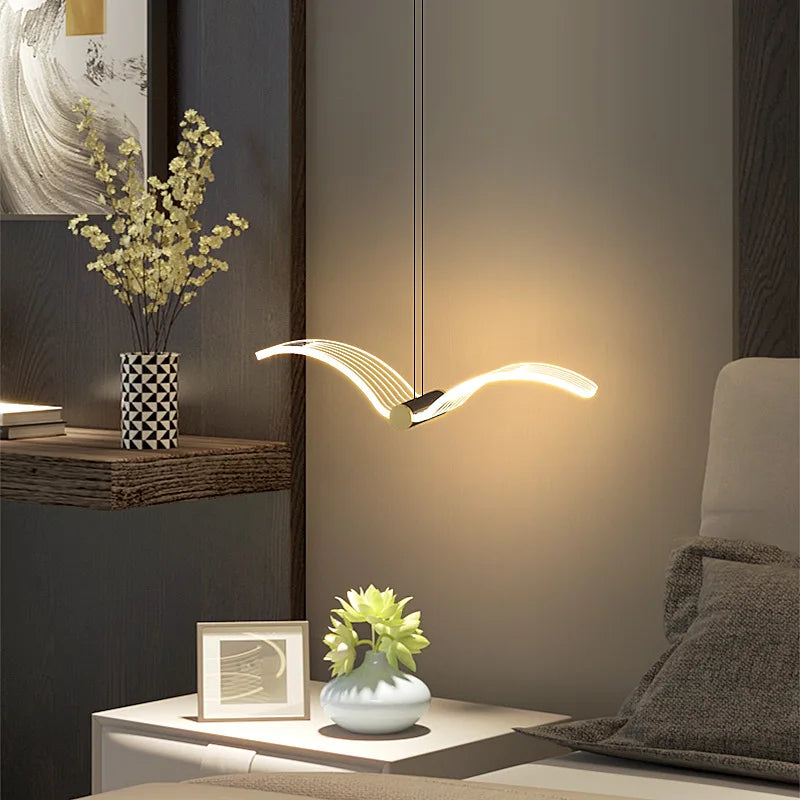 lampe suspension or noir moderne oiseau contemporain fer acrylique fixée mur éclairage chambre salon