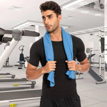 serviette microfibre bleu uni rapide absorption sport moderne elasticité machine laver