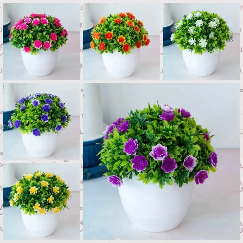 plantes artificielles fleurs roses oranges blanches violettes jaunes moderne decoration exterieure intérieure