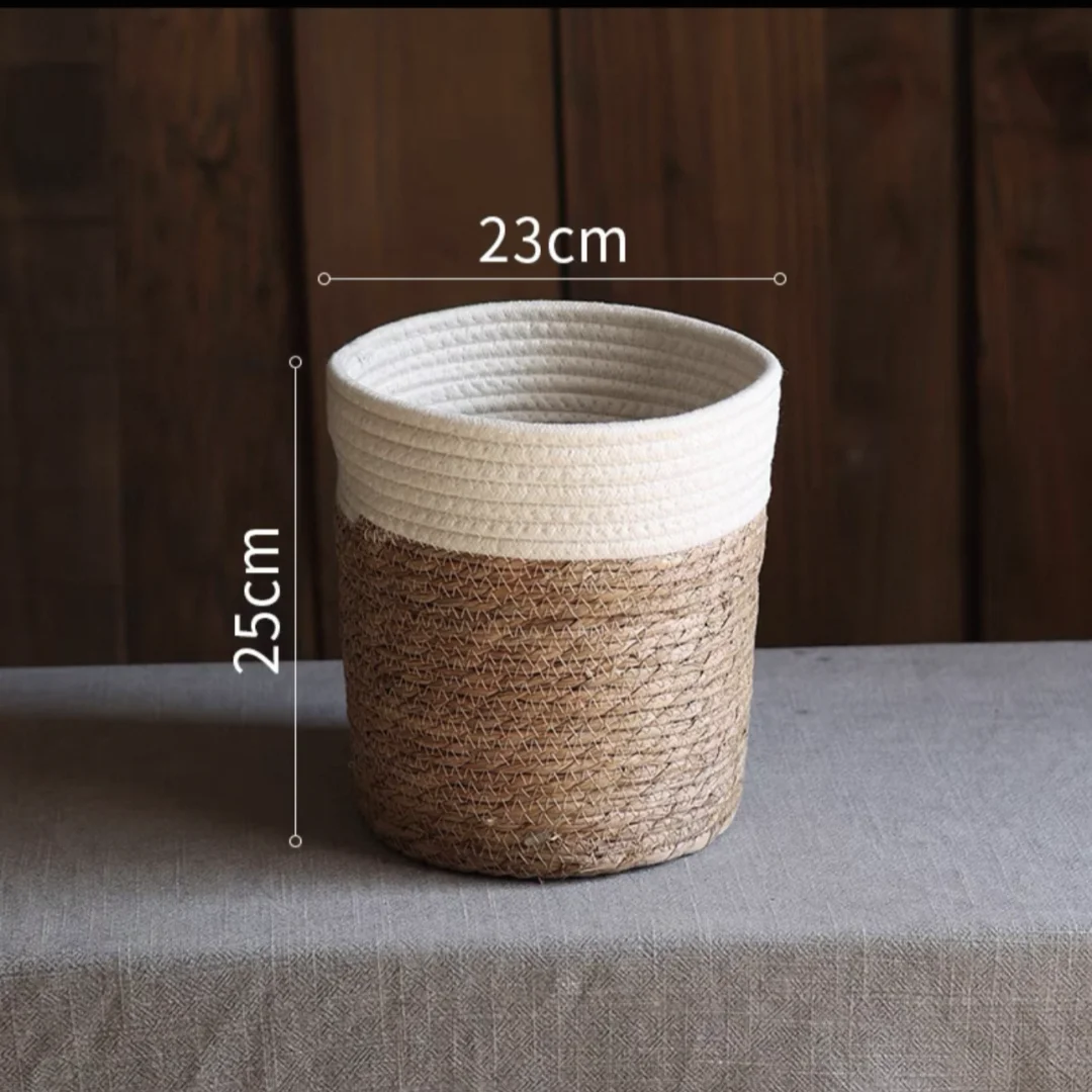 panier tressé fibre végétale réutilisable respectueux environnement pliable rangement vert beige rustic