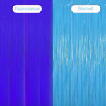 rideau pluie vert fluo moderne rayures horizontales adhésif double face anniversaire mariage festif