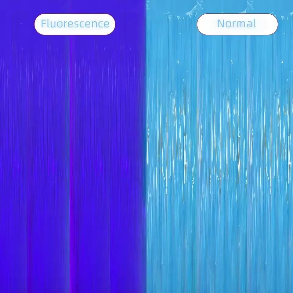 rideau pluie vert fluo moderne rayures horizontales adhésif double face anniversaire mariage festif
