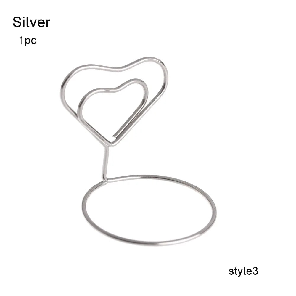 pinces papier cœur diamant moderne or rose argenté métal décoratif cartes notes support