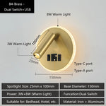 applique murale led moderne ports usb lampes lecture réglables chambre étude