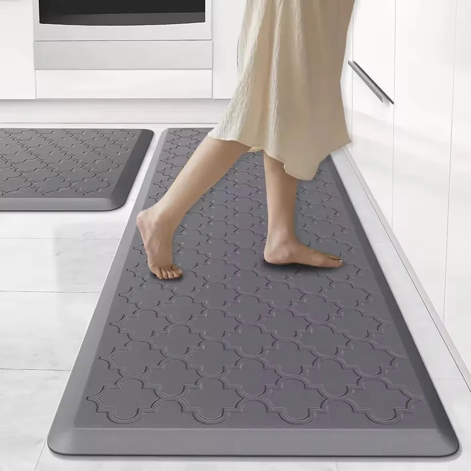tapis anti fatigue PVC solide gris noir sol moderne antidérapant cuisine intérieurextérieur