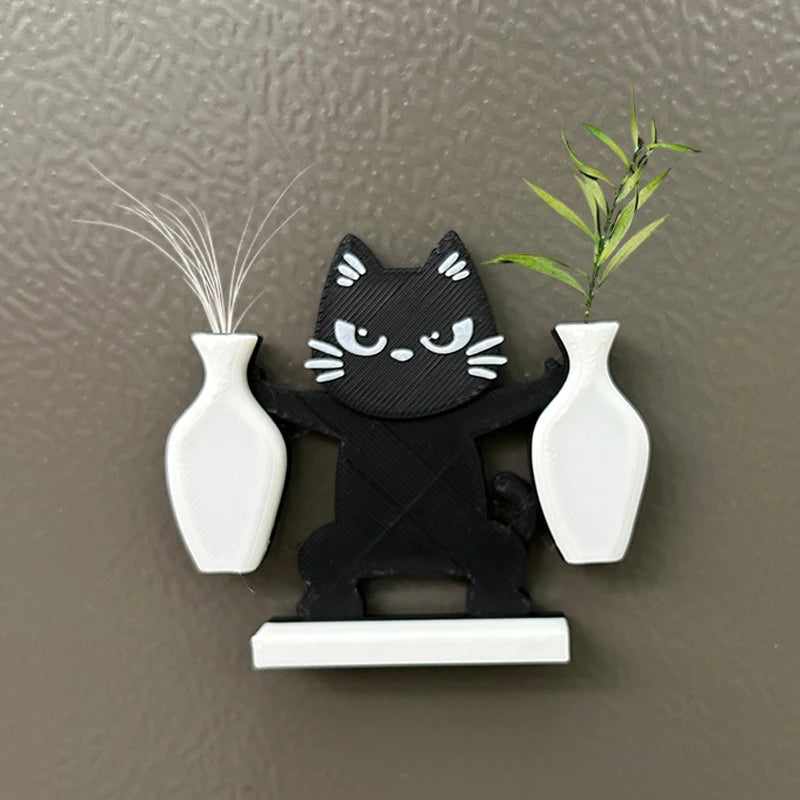 décoration murale support mural deux vases chat noir aimants moderne minimaliste
