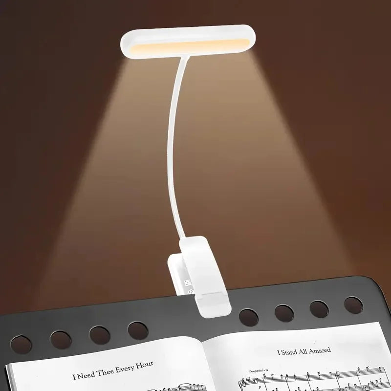 lampe lecture rechargeable led noir blanc intensité variable étude soin yeux moderne minimaliste clip