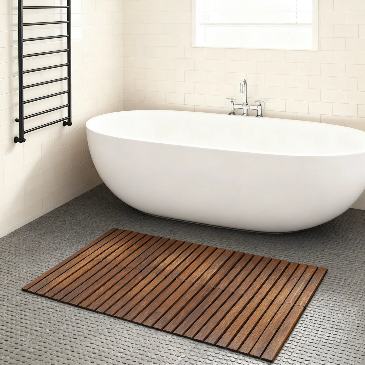 tapis antidérapant salle bain entrée sol intérieur motif empreintes pas gris noir