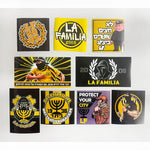 autocollants stickers familia 2005 logo cochon hébreu sport graphique noir jaune blanc gris mur