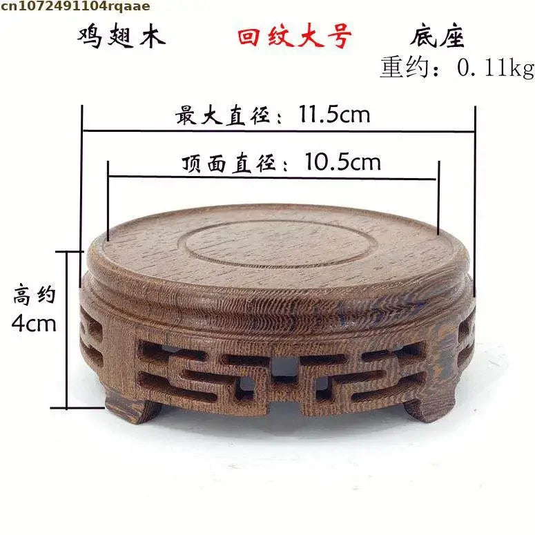 socle rond bois sculpté support décoratif figurine pot fleurs thé