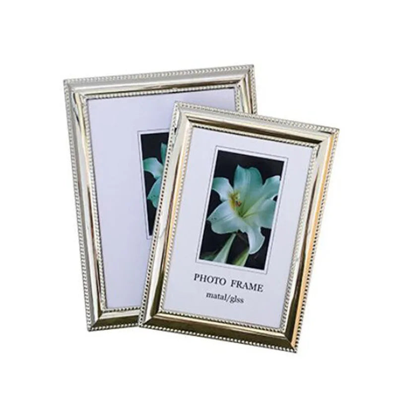 cadre photo rectangle métal argenté relief texturé pouces pouces pouces décoration intérieure classique