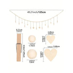 décoration murale boho guirlande coeurs bois photos clips chambre rustique moderne