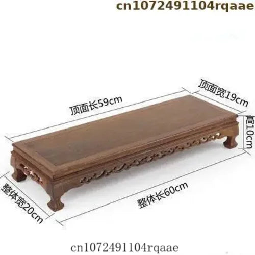 support bois sculpté table basse vase plantes traditionnel asiatique trépied