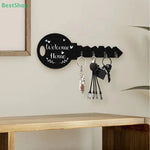 porte clés mural moderne motif bienvenue accrochage couleurs noir blanc texture bois