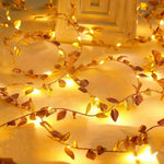 guirlande lumineuse feuilles vertes dorées moderne 100led 10mètres décoration chambre fête mariage anniversaire noël