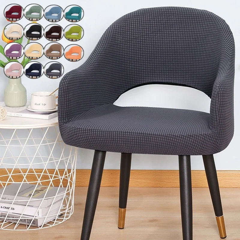 fauteuil moderne tissu carreaux gris bleu rouge pieds noirs couverture élasthanne polyester