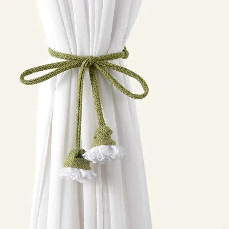 rubans rideaux modernes vert olive rose pâle gris clair franges tissu opaque