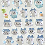 stickers 3d kawaii animaux mignons lapins chats blanc beige bleu rose vert clair jaune