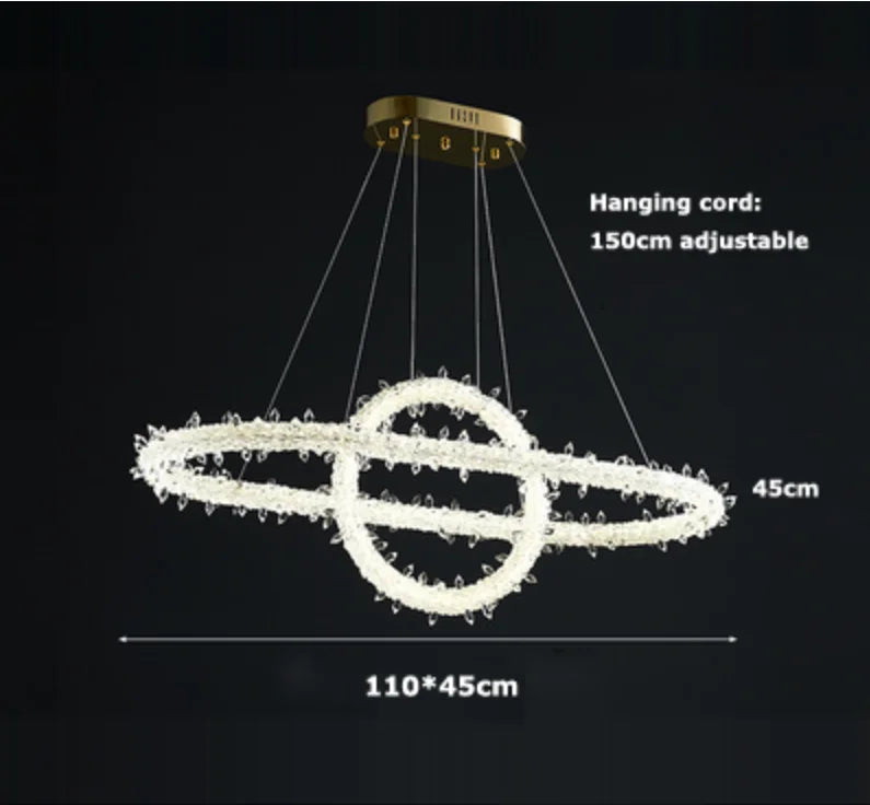 suspension lumineuse moderne cristaux blanc translucide chaînes suspendues