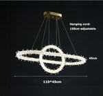 suspension lumineuse moderne cristaux blanc translucide chaînes suspendues