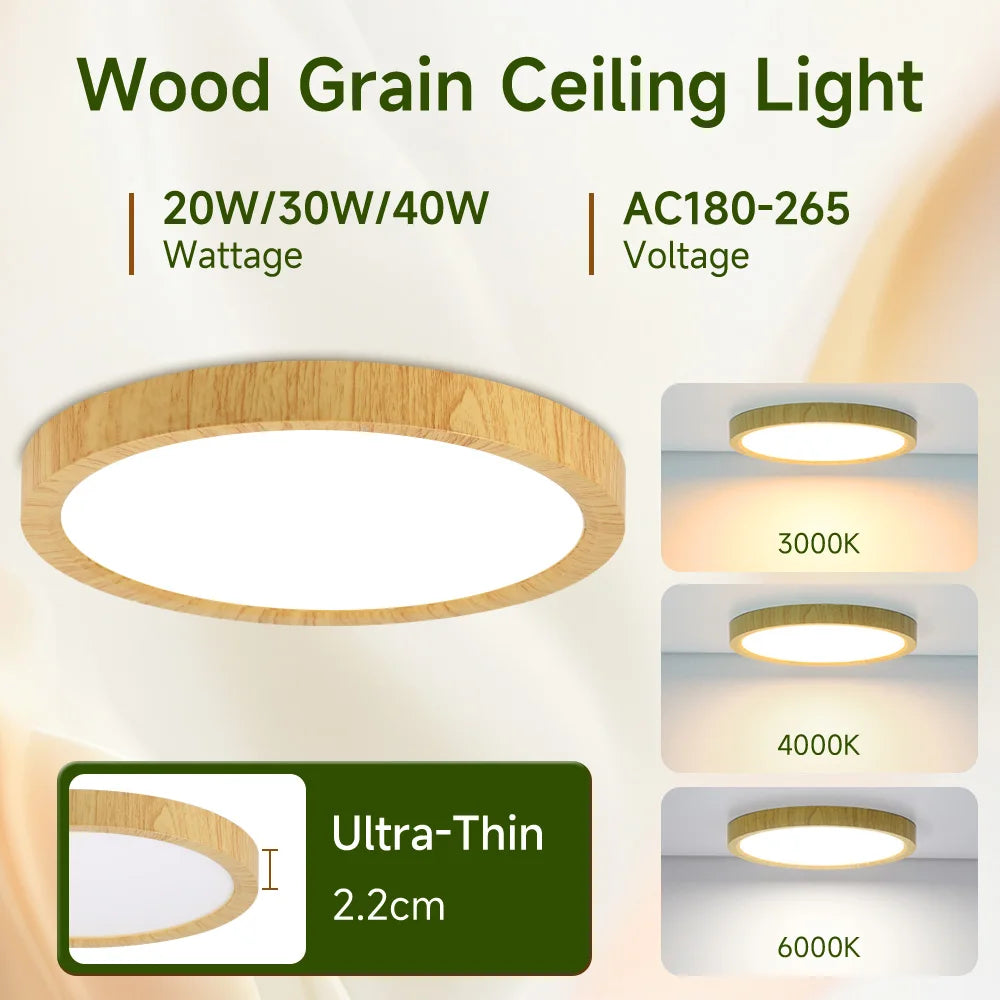 lampe grain bois led moderne blanc naturel 220v 20w 30w 40w
