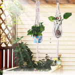 support plante suspendue macramé blanc cassé artisanal anneau métallique pot plante balcon jardinintérieur