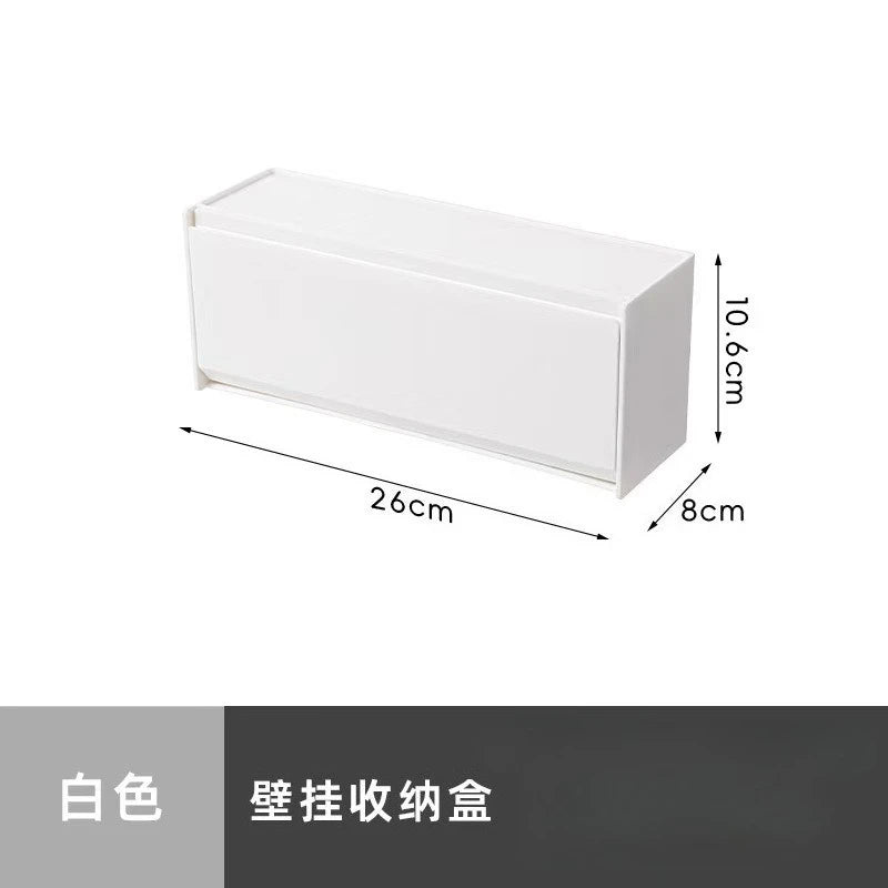 boîte rangement réutilisable blanc noir moderne compartiments éponge bâtonnets oreille cosmétiques sans perçage fixations