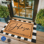 tapis d'entrée personnalisable marron clair fibre coco antidérapant moderne housewarming gift bienvenue