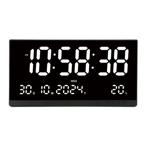 grande horloge murale digitale moderne horaire calendrier température réveil couleur noir rouge bleu blanc