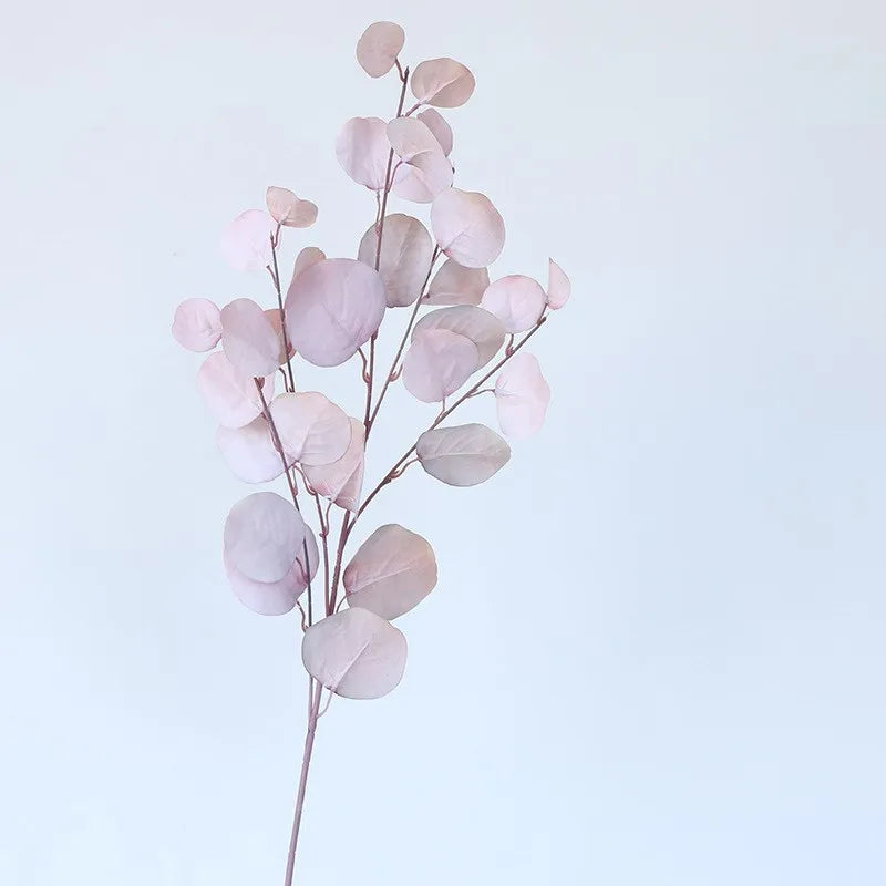 bouquet artificiel moderne feuilles rondes rose beige vert clair extérieur intérieur décoration minimaliste