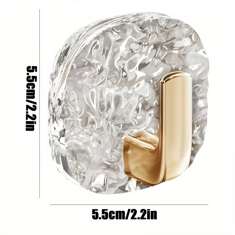 porte serviettes adhésifs transparents dorés texture granulée moderne serviettes bijoux décoration élégante pratique minimaliste