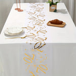 chemin table blanc or imprimé chiffres dorés étoiles abstrait fête anniversaire rouleau 28cm longueur