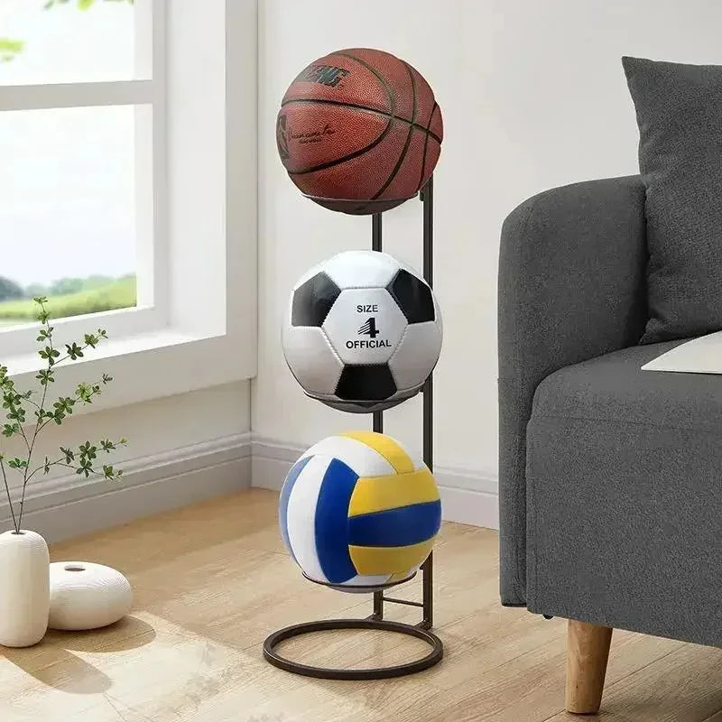 support balles sportives moderne noir blanc motifs basketball football volley ball métal acier carbone