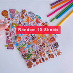 sticker animal dessin animé multicolore adhésif scrapbooking enfant léopard girafe zèbre dinosaure mignon
