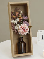 bouquet séché fleurs artificielles pivoine blanc rose beige doré vase boîte présentation intérieurDecorationMaisonFete